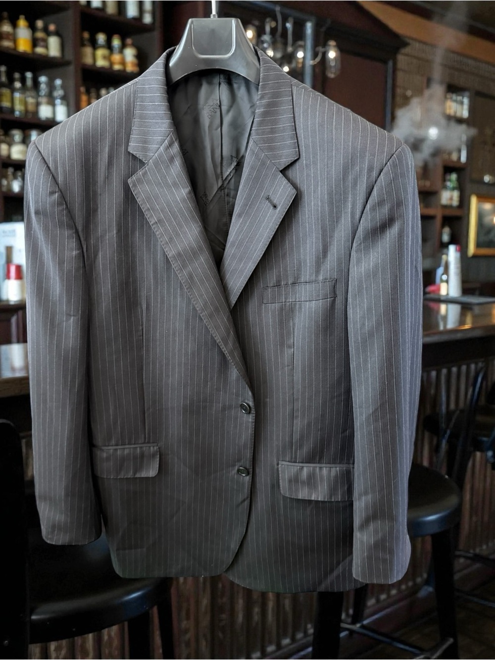 Jos. A. Bank Charcoal Gray Pinstripe Single-Breasted Suit